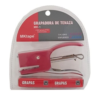 MINI AGRAFADOR ALICATE MKTAPE (P/Nº10) C/ CX AGRAFES - VERMELHO / ROSA