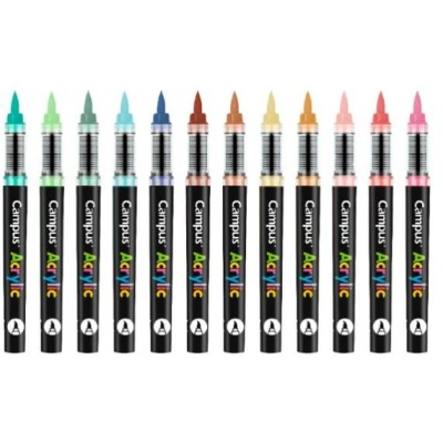 BLISTER C/ 12 x MARCADORES CAMPUS ACRYLIC PINCEL - CORES TERRA