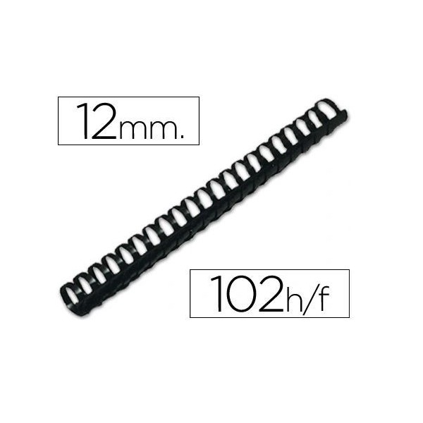ARGOLAS PVC ENCADERNAR QC 12MM 102FLS PRETO 100unid.