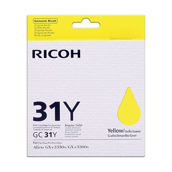 TINTA GEL RICOH TYPE GC-31 AMARELO 1K ORIGINAL
