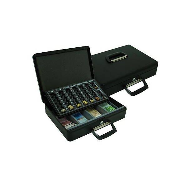 MALA / COFRE DINHEIRO COM BANDEJA PARA MOEDAS/NOTAS QC 370x110x290mm PRETO - C/ PEGA