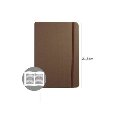 BLOCO NOTAS PAUTADO 215x145mm  116FLS CAPA SEMI PELE CASTANHO C/ELASTICO