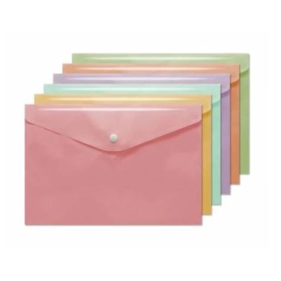 BOLSA ENVELOPE A6 PLASTICO C/FECHO MOLA CORES PASTEL SORTIDAS