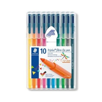 KIT 10 x MARCADORES FELTRO STAEDTLER TRIPLUS 323  1.0MM M CORES SORTIDAS