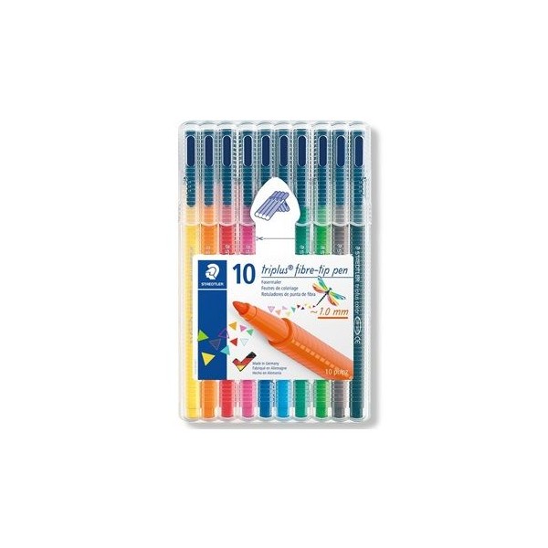 KIT 10 x MARCADORES FELTRO STAEDTLER TRIPLUS 323  1.0MM M CORES SORTIDAS