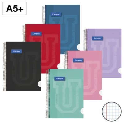 CADERNO ESPIRAL CAPA DURA CAMPUS A5 90gr. 80FLS QUADRICULADO CORES SORTIDAS