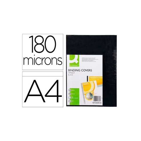 PACK C/ 100 x ACETATOS ENCADERNAÇAO PVC 180MIC A4 PRETO