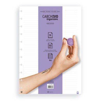 BLOCO RECARGA A4 100gr. 50FLS PAUTADO -  P/ CADERNO INTELIGENTE INGENIOX