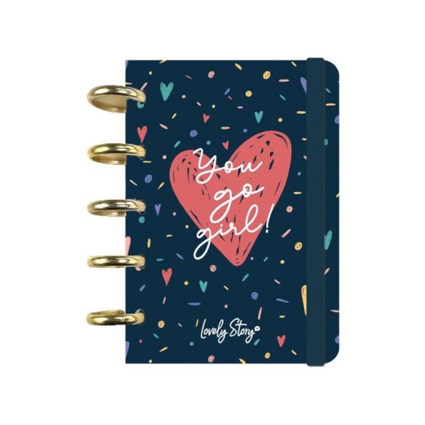 CADERNO INTELIGENTE A6 PAUTADO LOVELY STORY HEARTS "YOU DO GIRL"