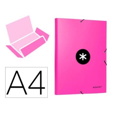 PASTA / CAPA PROJETOS CARTAO RIGIDO ANTARTIK C/ ABAS C/  ELASTICO L40mm ROSA FORTE