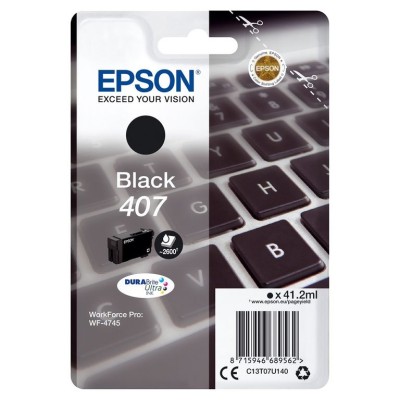 TINTEIRO EPSON 407 PRETO 2.6K ORIGINAL
