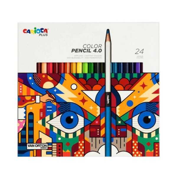 CAIXA C/ 24 LAPIS DE COR CARIOCA PLUS 4.0 CORES SORTIDAS