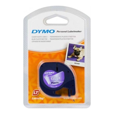 FITA DYMO LT ETIQUETA PLASTICO 12MMX4MT PRETO/TRANSPARENTE
