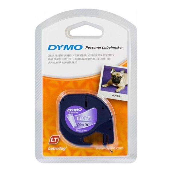 FITA DYMO LT ETIQUETA PLASTICO 12MMX4MT PRETO/TRANSPARENTE