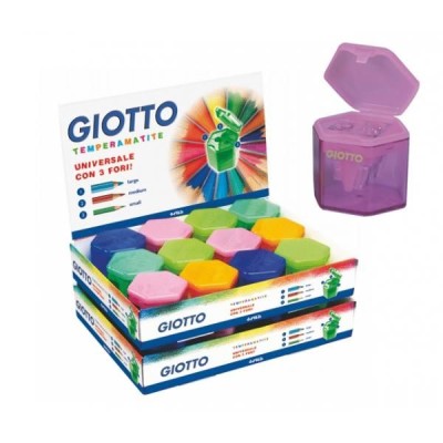 AFIA /APARA LAPIS (3 BOCAS) GIOTTO F233000 C/ PROTEÇAO E DEPOSITO CORES SORTIDAS