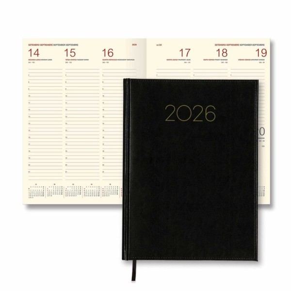 AGENDA ENCADERNADA SEMANAL 2026 CONDOR EXCEL A4 PRETA