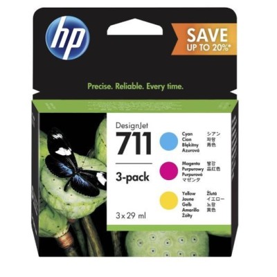 KIT 3 TINTEIROS HP 711 CYAN (29ML) ORIGINAL
