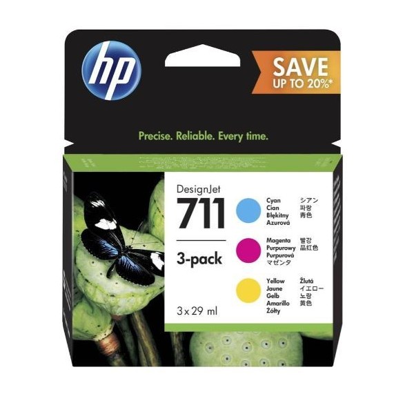 KIT 3 TINTEIROS HP 711 CYAN (29ML) ORIGINAL