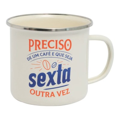 CANECA METALICA MR WONDERFUL 500ML - PRECISO DE UM CAFÉ E QUE SEJA SEXTA OUTRA VEZ
