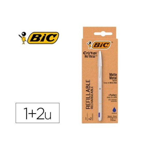 CANETA ESFEROGRAFICA BIC RENEW C/ 2x RECARGAS AZUL