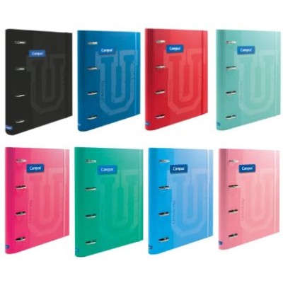 PASTA ARQUIVO CAMPUS CAPA DURA L/E 40MM 4 ARGOLAS C/RECARGA PAPEL - CORES SORTIDAS