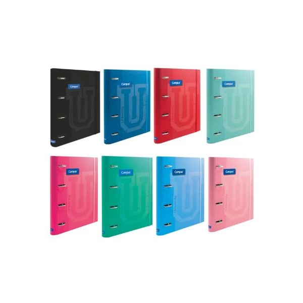PASTA ARQUIVO CAMPUS CAPA DURA L/E 40MM 4 ARGOLAS C/RECARGA PAPEL - CORES SORTIDAS