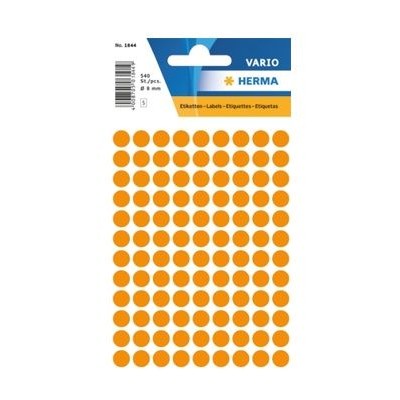ETIQUETAS HERMA REDONDAS 8mm 540ETIQ. LARANJA FLUORESCENTE