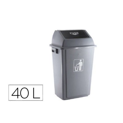 CAIXOTE PLASTICO 40LT C/ TAMPA PUSH UP 41x28x61cm CINZA