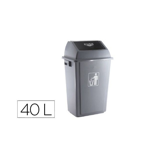 CAIXOTE PLASTICO 40LT C/ TAMPA PUSH UP 41x28x61cm CINZA