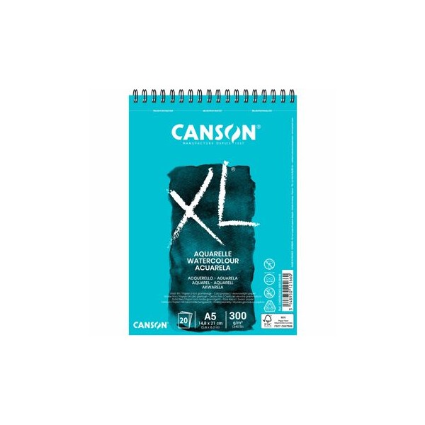 BLOCO ESPIRAL CANSON XL AQUARELLE A5 300gr. 20FLS