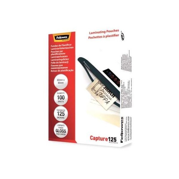 PACK C/ 100 FLS - BOLSA PLASTIFICAR TERMICA 60x90mm 125My - FELLOWES