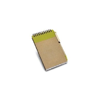 "BD" PORTA NOTAS CARTAO RIGIDO  C/ 60FLS LISAS INCLUI ESFEROGRAFICA VERDE CLARO