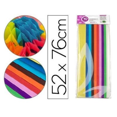 PACK C/ 10FLS x PAPEL SEDA 51x76cm CORES SORTIDAS
