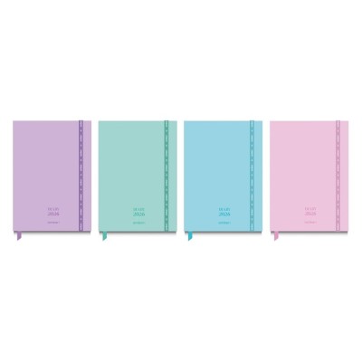 AGENDA ENCADERNADA DIARIA 2026 A6 AMBAR PASTEL COLORS C/ ELASTICOS SORTIDO