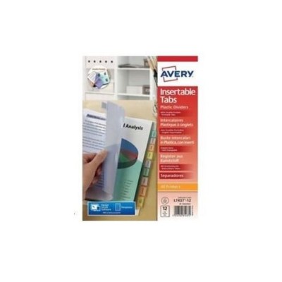 SEPARADOR PLASTICO AVERY L7437-12  A4 12 POSIÇOES C/ PESTANA PARA IDENTIFICAÇAO