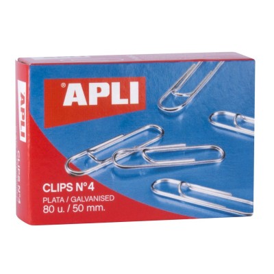 CAIXA C/ 80 x CLIPS NIQUELADOS  APLI Nº4 50mm