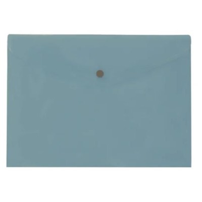 BOLSA ENVELOPE A4 PLASTICO C/FECHO MOLA/VELCRO AZUL TRANSLUCIDO 