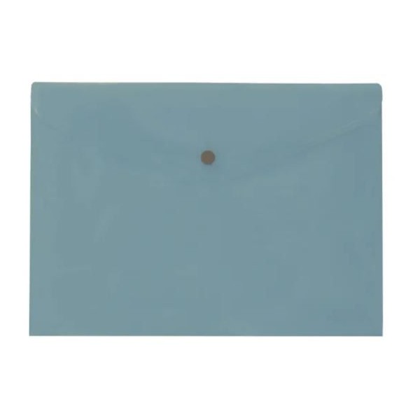 BOLSA ENVELOPE A4 PLASTICO C/FECHO MOLA/VELCRO AZUL TRANSLUCIDO 