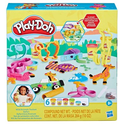 PLASTICINA PLAY-DOH ANIMAIS SELVAGENS COLORIDOS