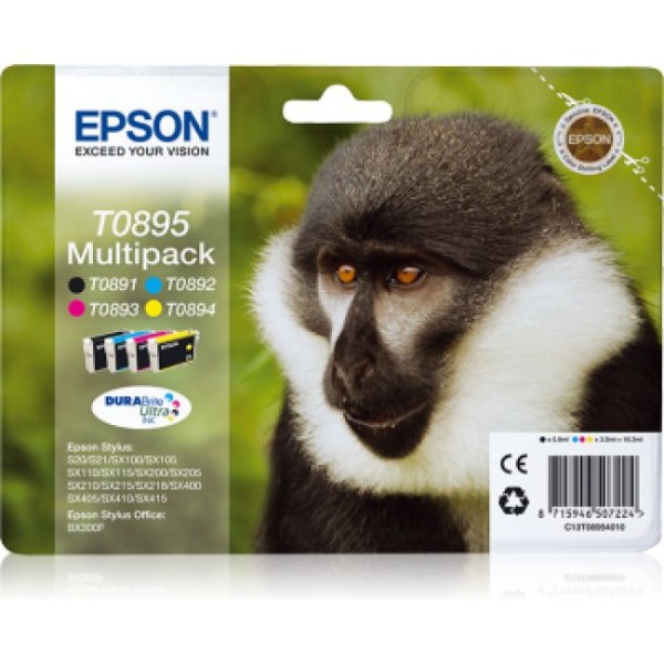 KIT 4 TINTEIROS EPSON T0895 (BK/C/M/Y) ORIGINAL