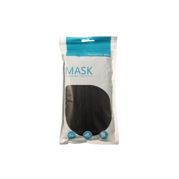 MASCARA FACIAL ALTA PROTEÇAO 3 CAMADAS DESCARTAVEL "PRETA"