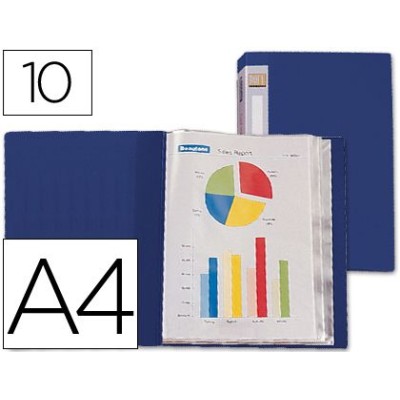 PASTA CATALOGO C/ 10 BOLSAS (MICAS) A4 PERSONALIZAVEL  AZUL