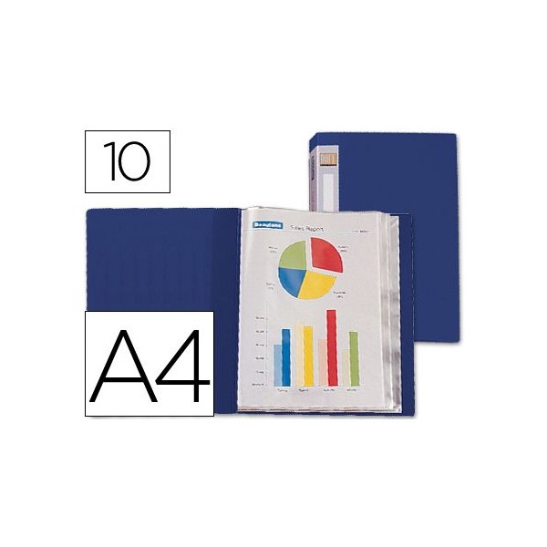 PASTA CATALOGO C/ 10 BOLSAS (MICAS) A4 PERSONALIZAVEL  AZUL