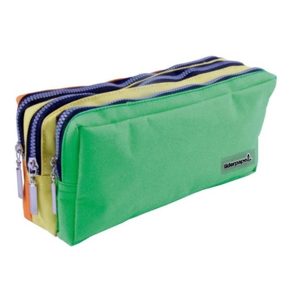 ESTOJO ESCOLAR RETANGULAR 3x BOLSOS - COR PASTEL