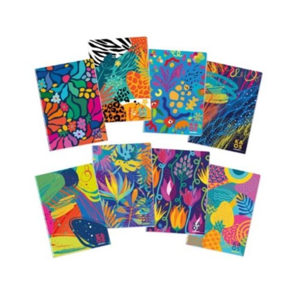 CADERNO AGRAFADO BLASETTI KAOS CAPA COLORIDA SORTIDAS "CARTOLINA" A4 48FLS 100GR QUADRICULADO