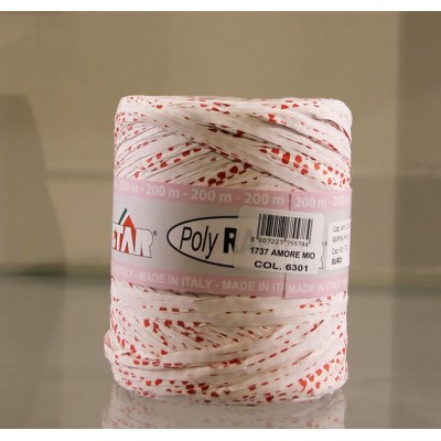 ROLO RAFIA POLYRAPHIA 15MMx200MT 1737/6301 AMORE MIO BRANCO C/ CORAÇOES