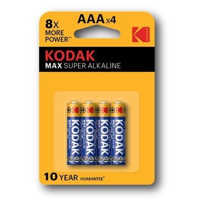 PILHAS KODAK ALCALINA  AAA - 1,5V (BLISTER 4)