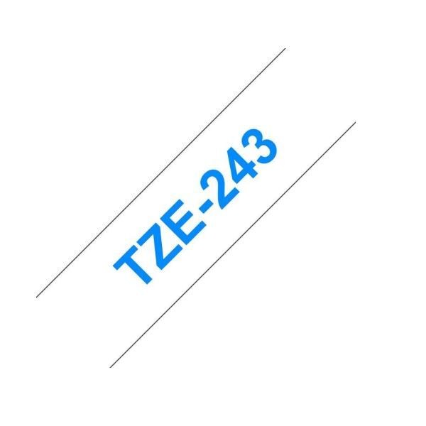 FITA P/ GRAVAÇAO COMPATIVEL C/  BROTHER P-TOUCH TZE243 18MM x 8MT  TEXTO AZUL / FITA  BRANCO
