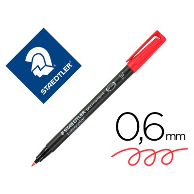 MARCADOR PERMANENTE ACETATO STAEDTLER LUMOCOLOR  0,6MM F VERMELHO
