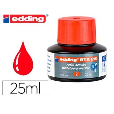 RECARGA TINTA 25ML P/ MARCADOR QUADRO BRANCO EDDING 660 VERMELHO
